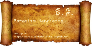 Barasits Henrietta névjegykártya